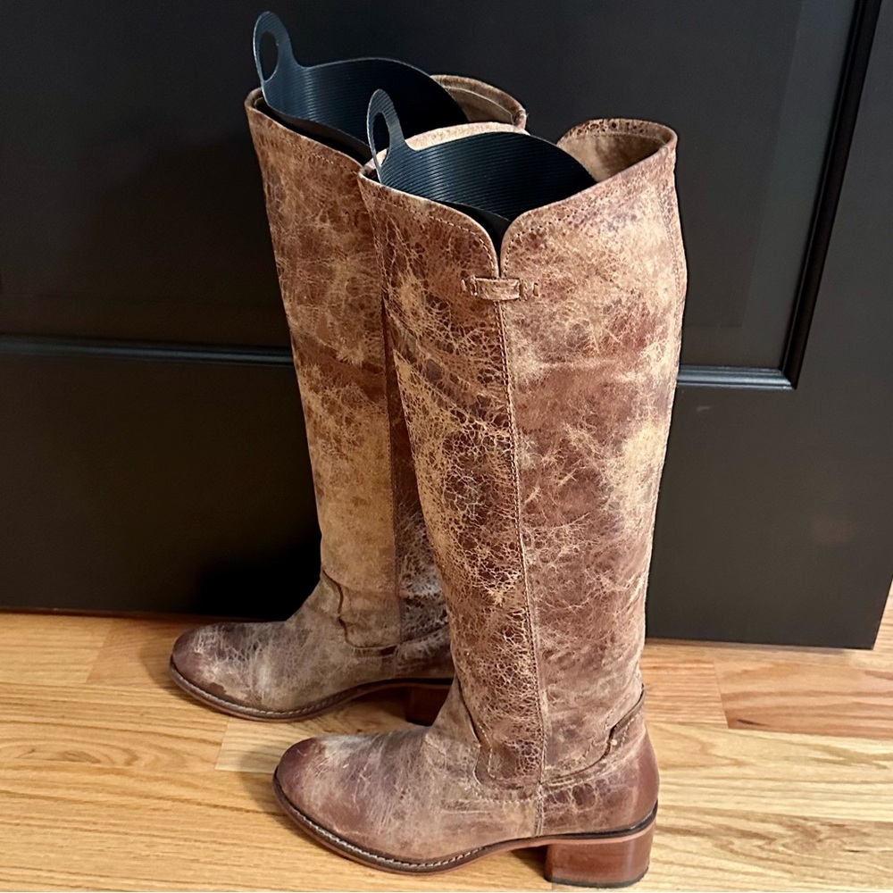 Diba True Distressed Brown Leather Knee-High Boots - US size 7